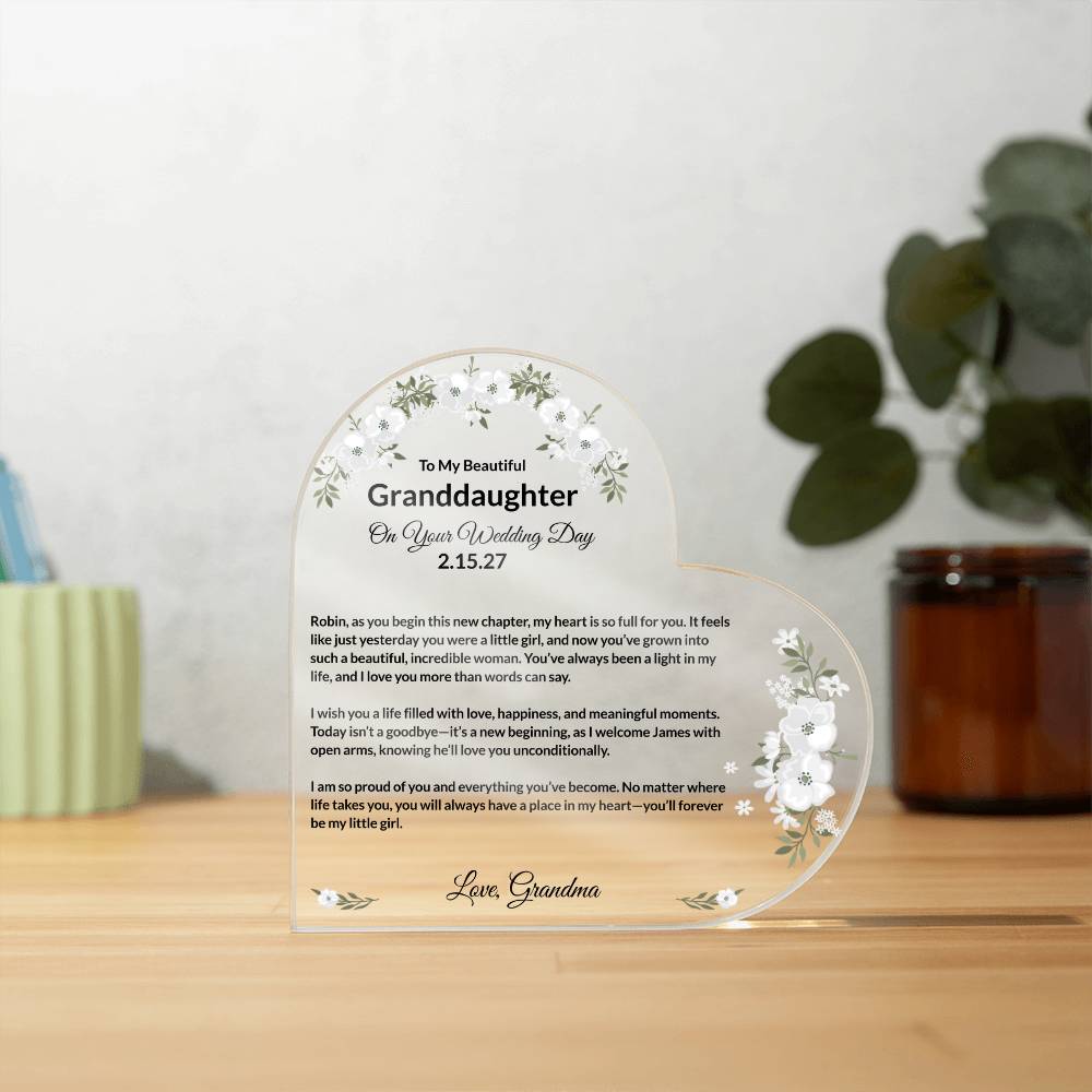 Daughter Wedding Acrylic Heart Block