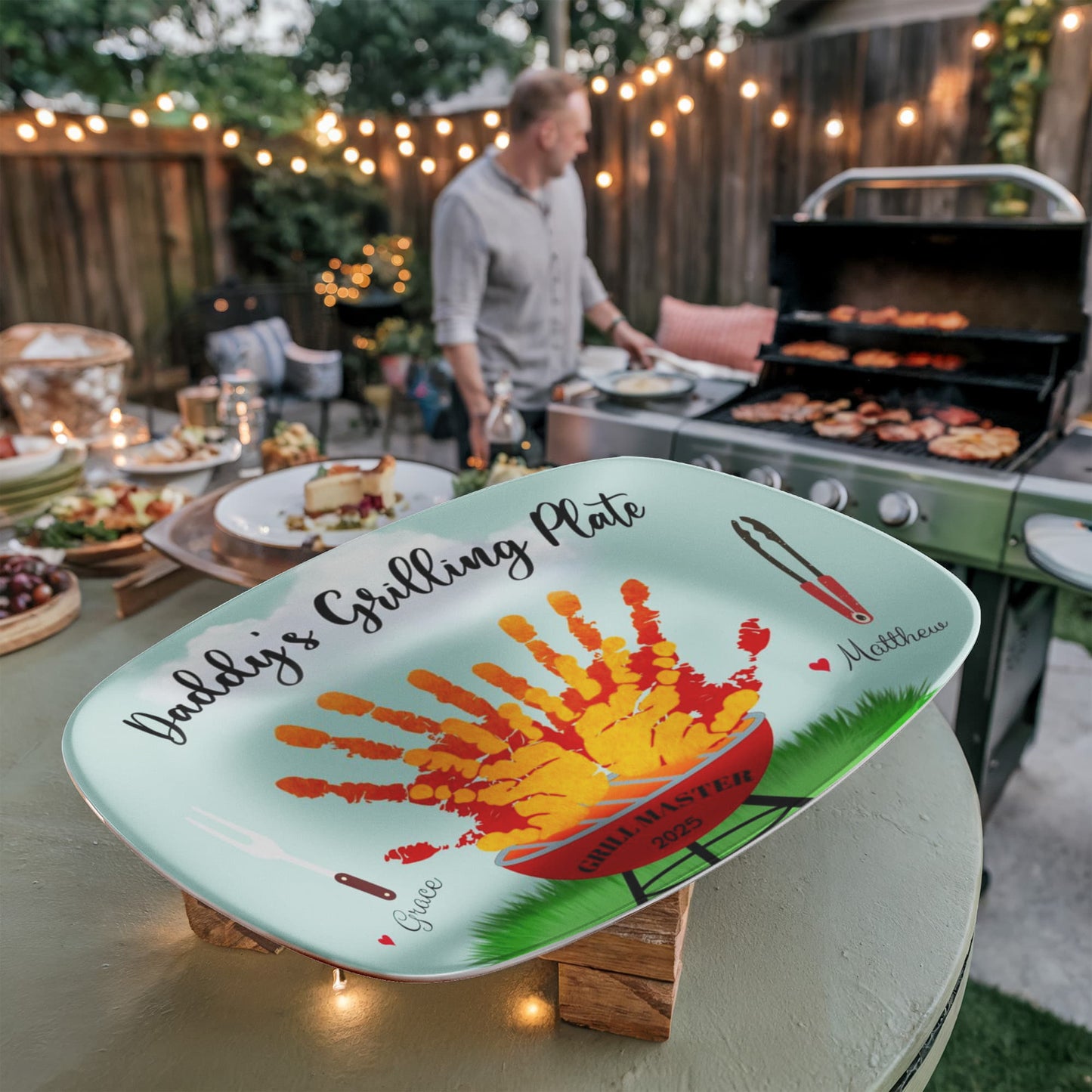 Dad's Grilling Plate 10”x14” Platter - Personalized with Kids Names