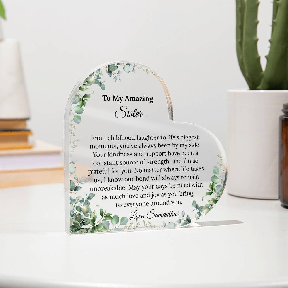 Personalized Sister Heart Plaque