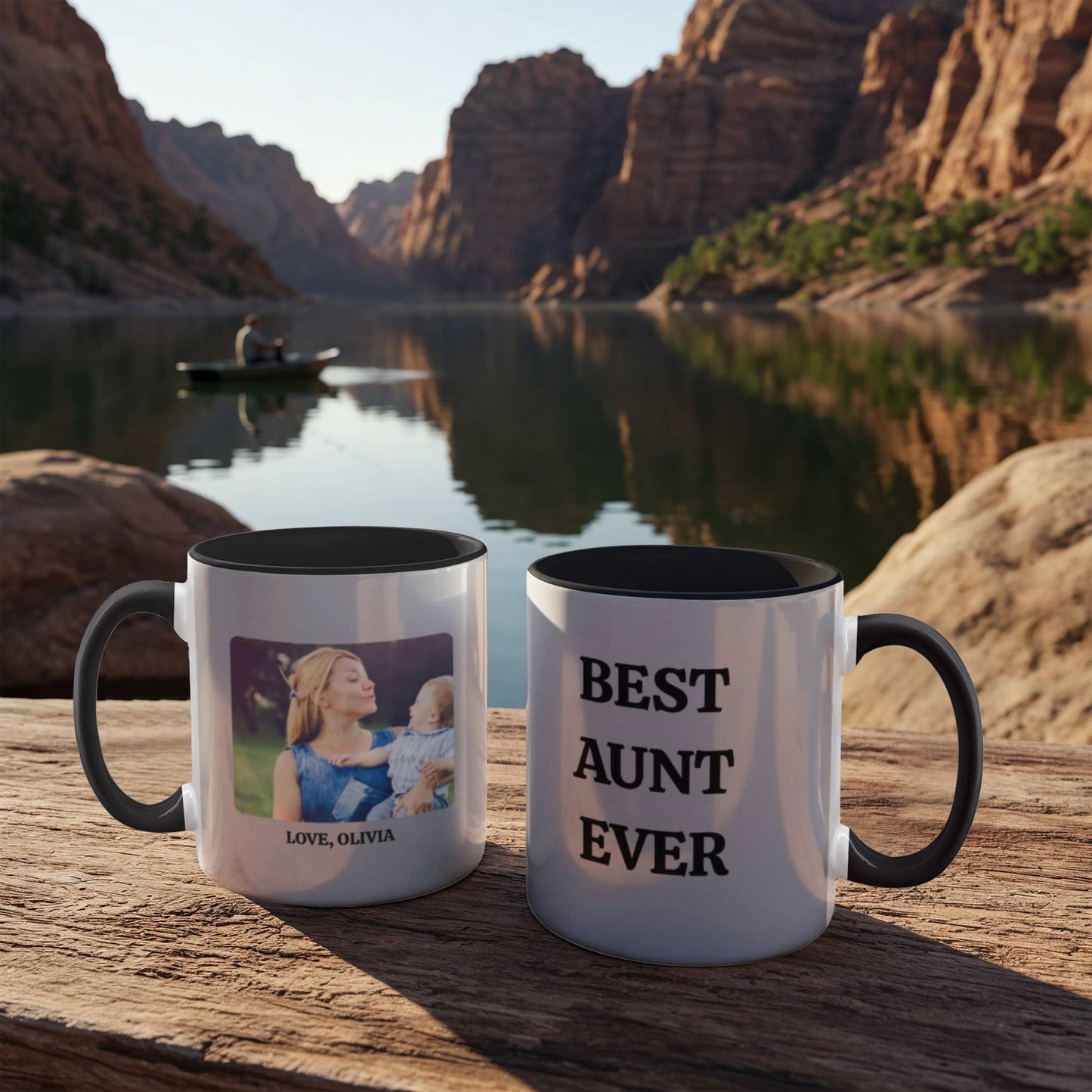 Best Aunt Ever Mug, Personalized Photo Mug, Custom Coffee Cup, Aunt Gift Idea, Color Accent Ceramic Mug, Two Tone Cup, 11oz 15oz