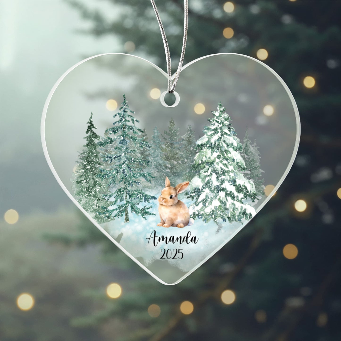 Woodland Animals Acrylic Heart Ornament
