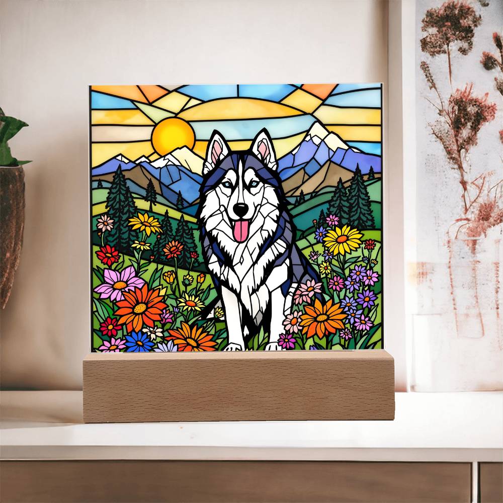 Husky Dog Lighted Plaque
