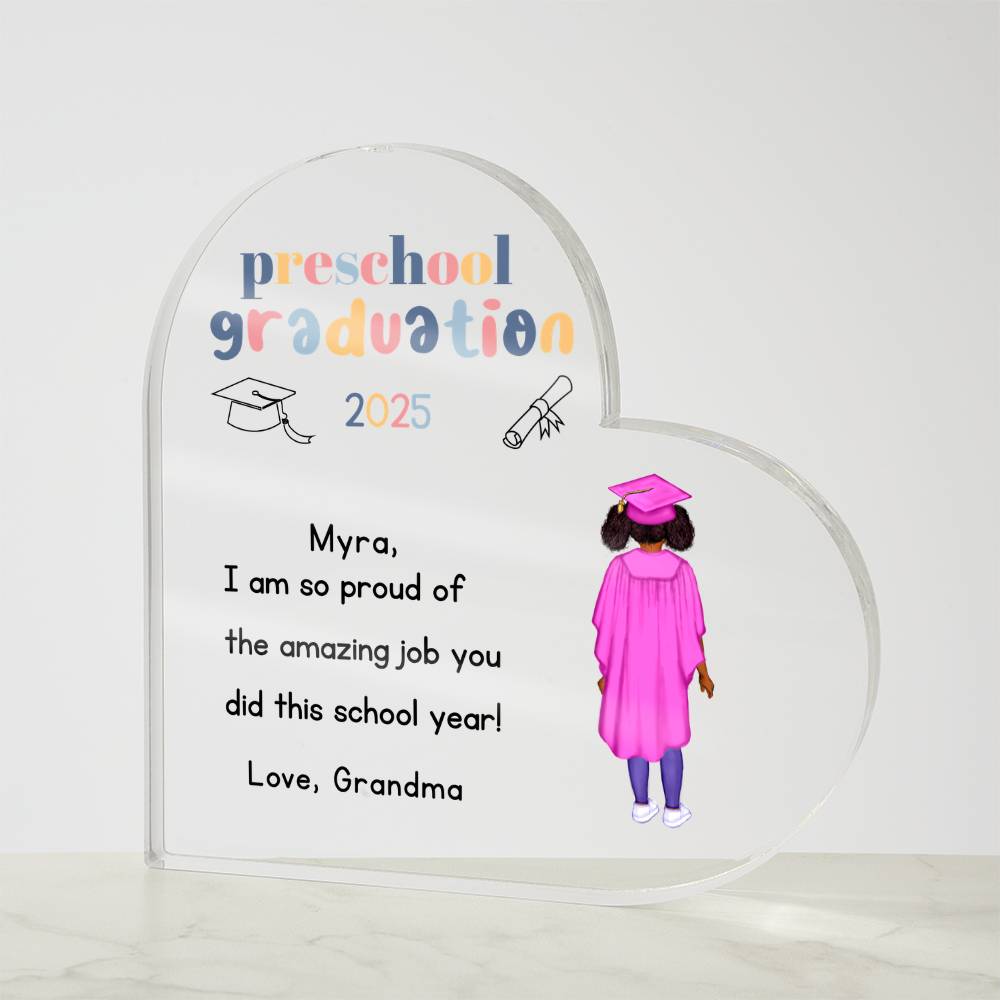 Personalized Preschool Graduation Heart Plaque Gift