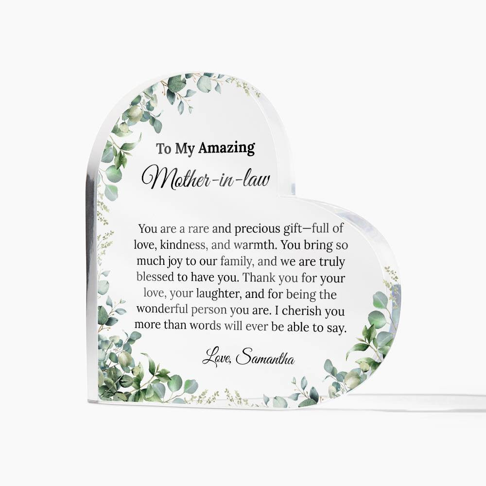 Personalized Mother in Law Heart Plaque