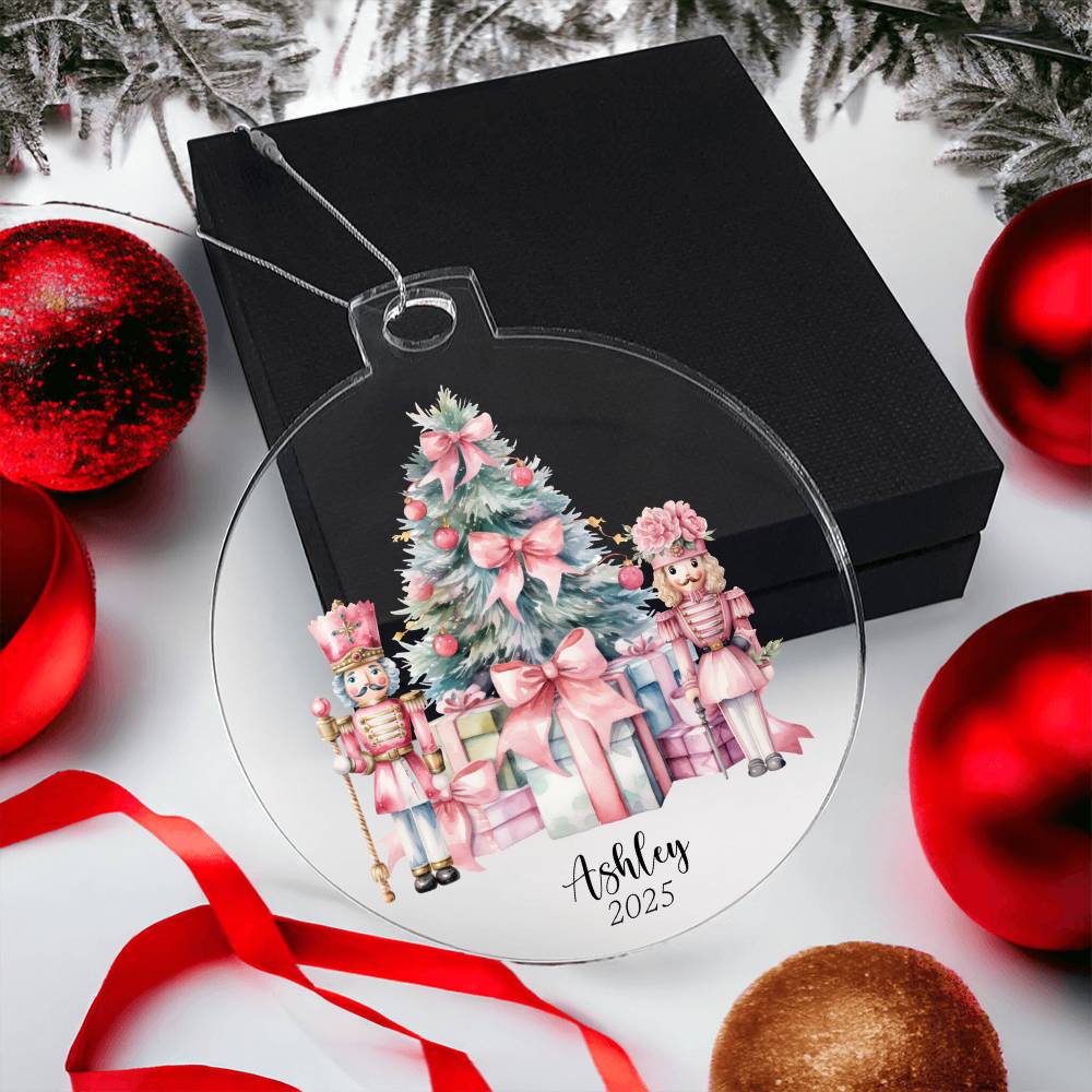 Nutcracker Coquette Bows Acrylic Christmas Ornament