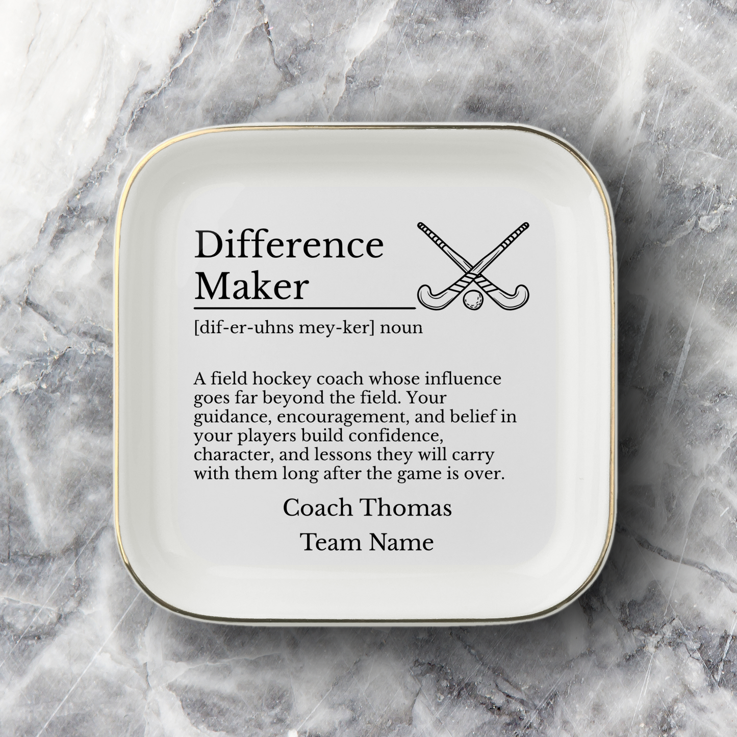 Field Hockey Coach Jewelry Dish Trinket Tray