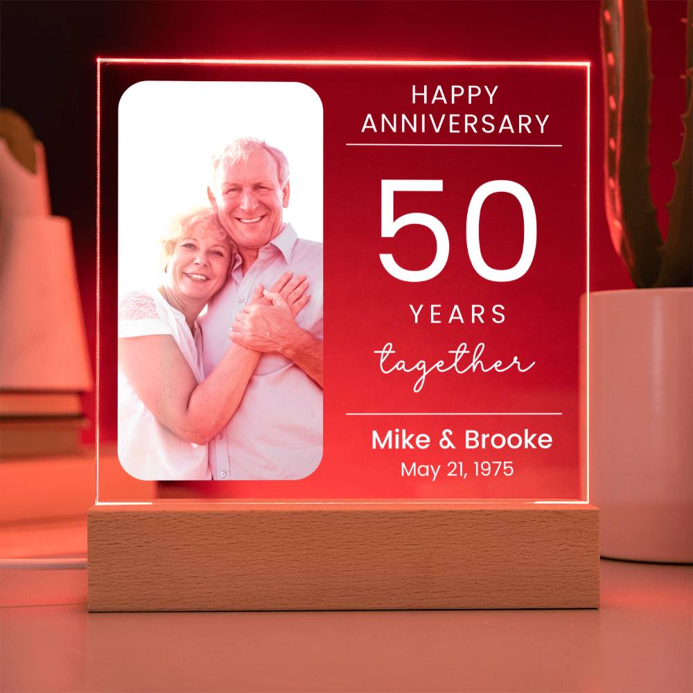 50th Wedding Anniversary Lighted Plaque