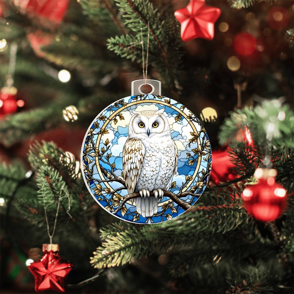 Snowy Owl Acrylic Christmas Ornament