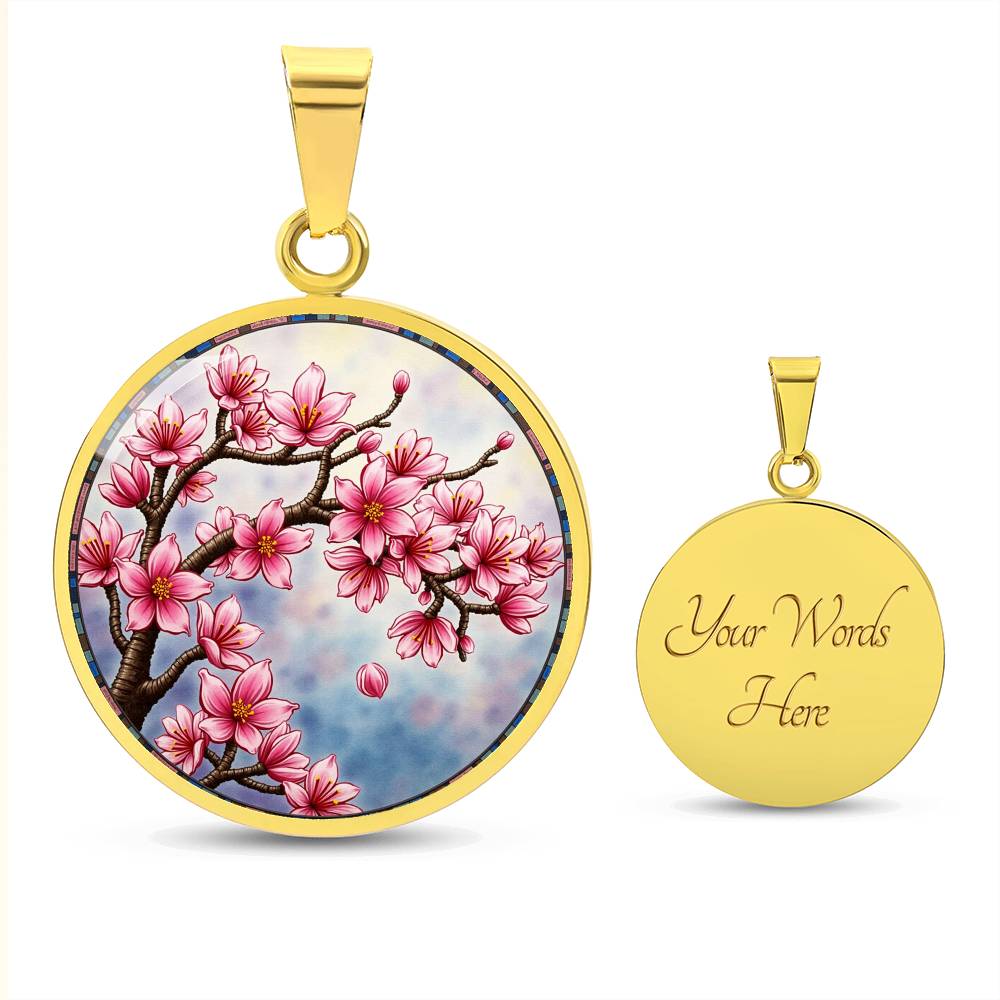 Cherry blossom Floral Necklace with Engraving