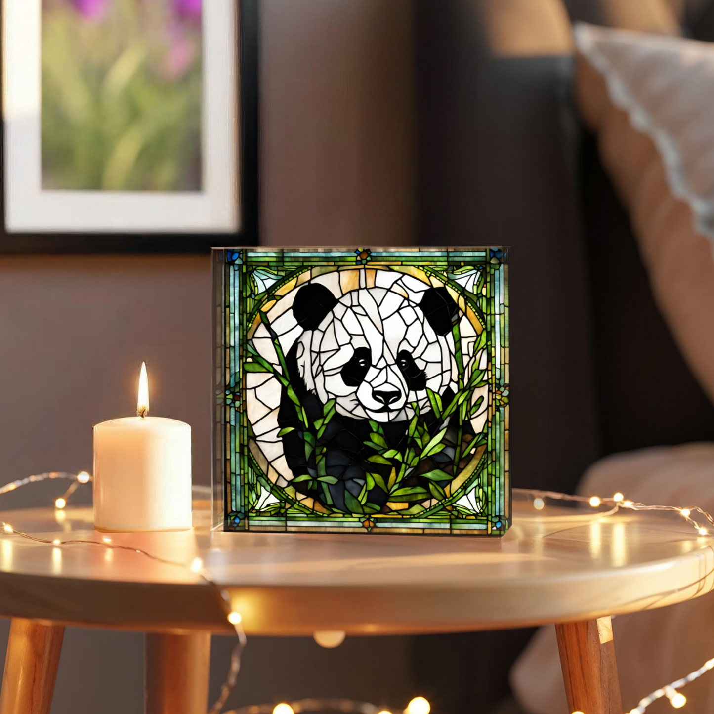 Panda Acrylic Plaque, Stained Glass Style Decor, Nature Wall Art, Animal Lover Gift, Panda Home Decor, Unique Gift for Friends