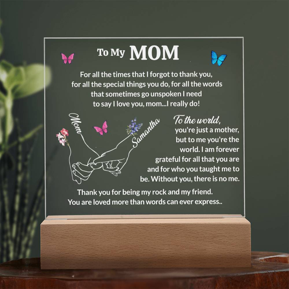 Personalized Mom and Daughter Birthflower Led Lighted Plaque Gift