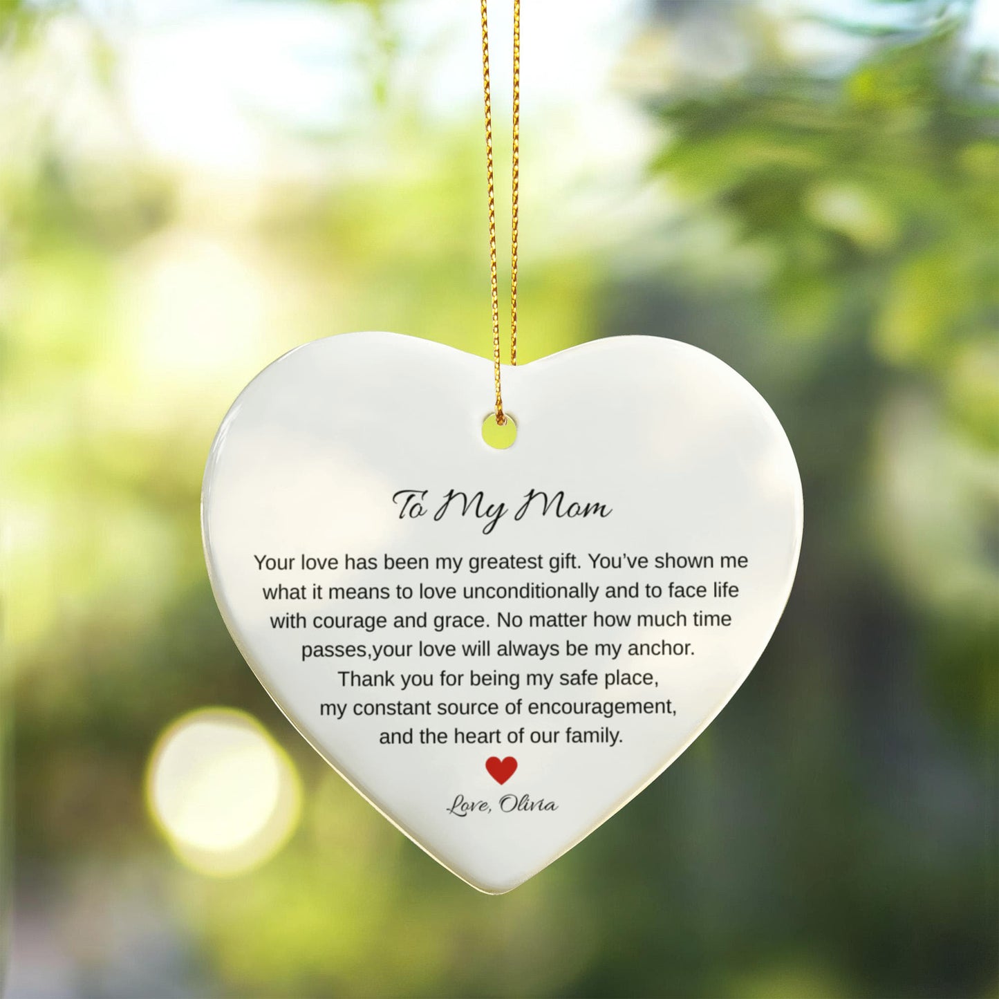 To My Mom Ceramic Heart Ornament