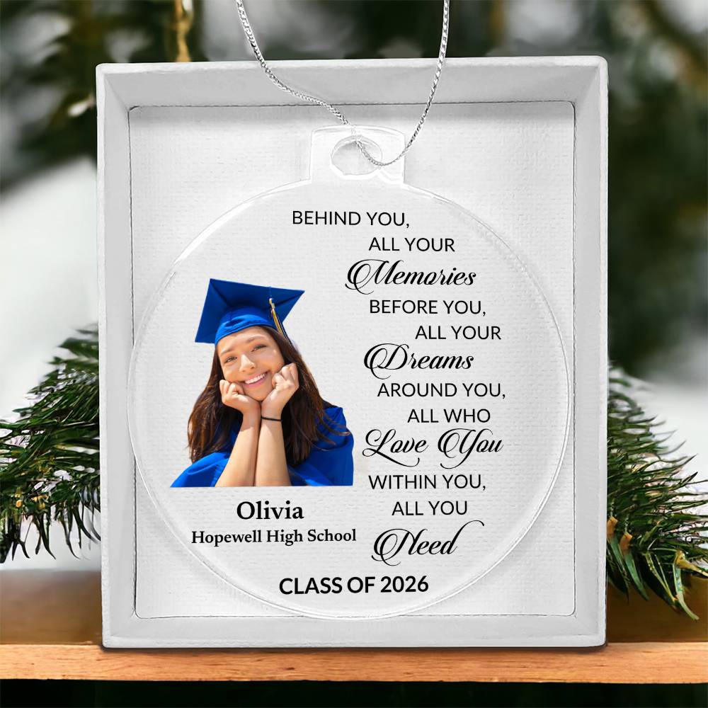 Graduation Photo Ornament 2025 2026, Personalized Graduation Keepsake, Class of 2025 2026 Gift, High School Grad Gift