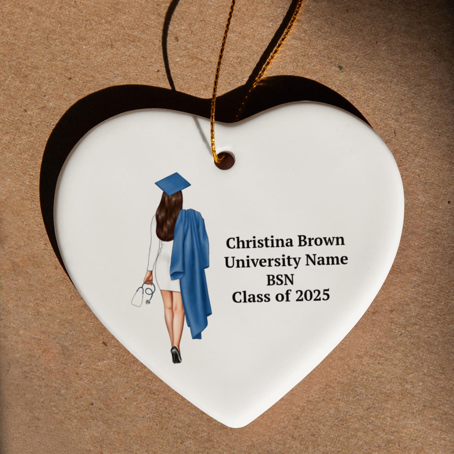 Nurse Graduation Ceramic Heart Ornament