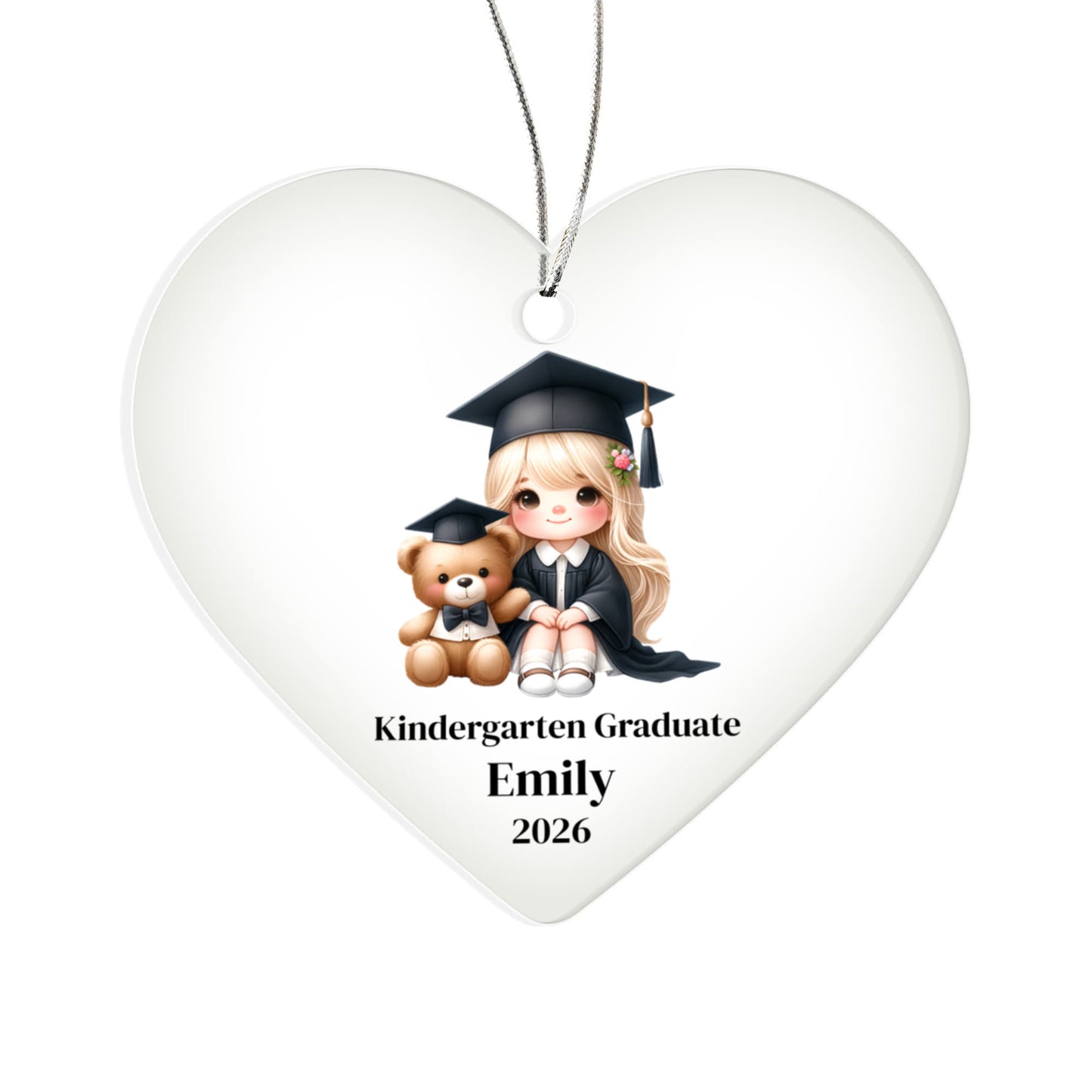 Kindergarten Graduation Acrylic Heart Ornament