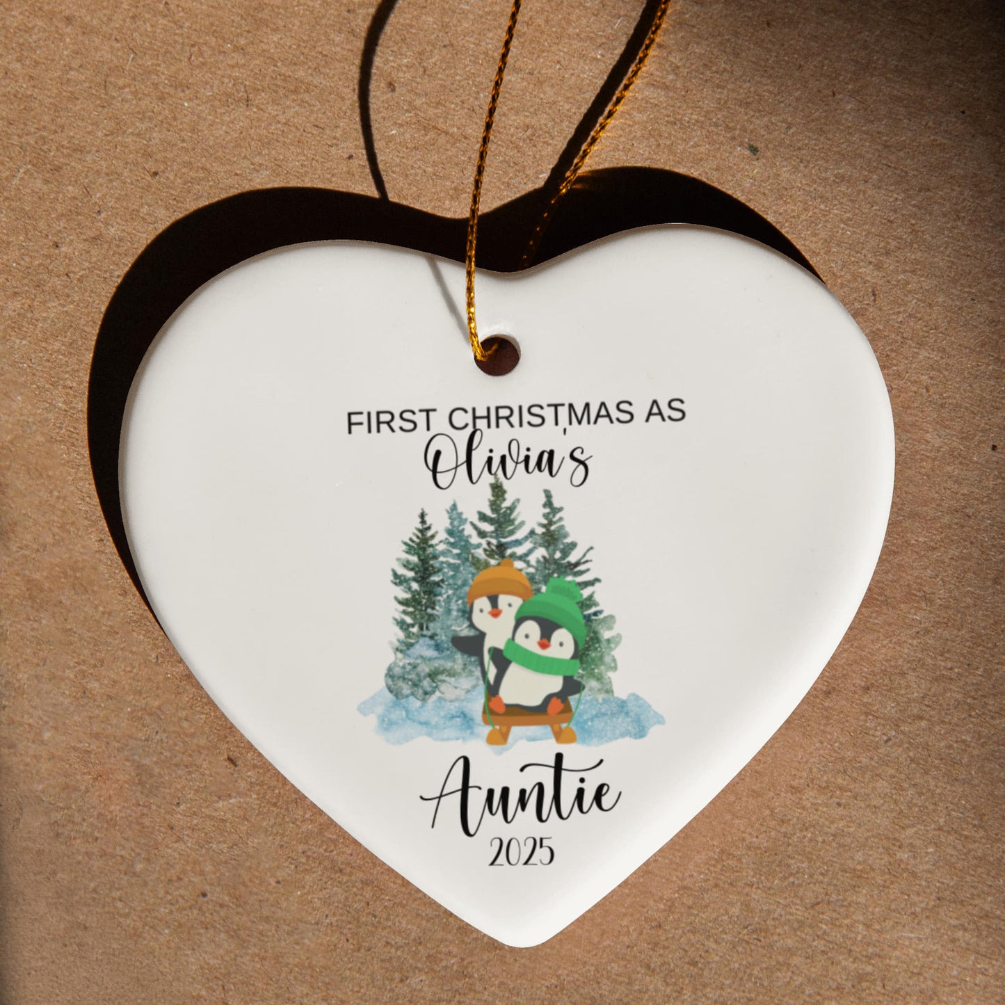 First Christmas As Aunt Heart Ornament