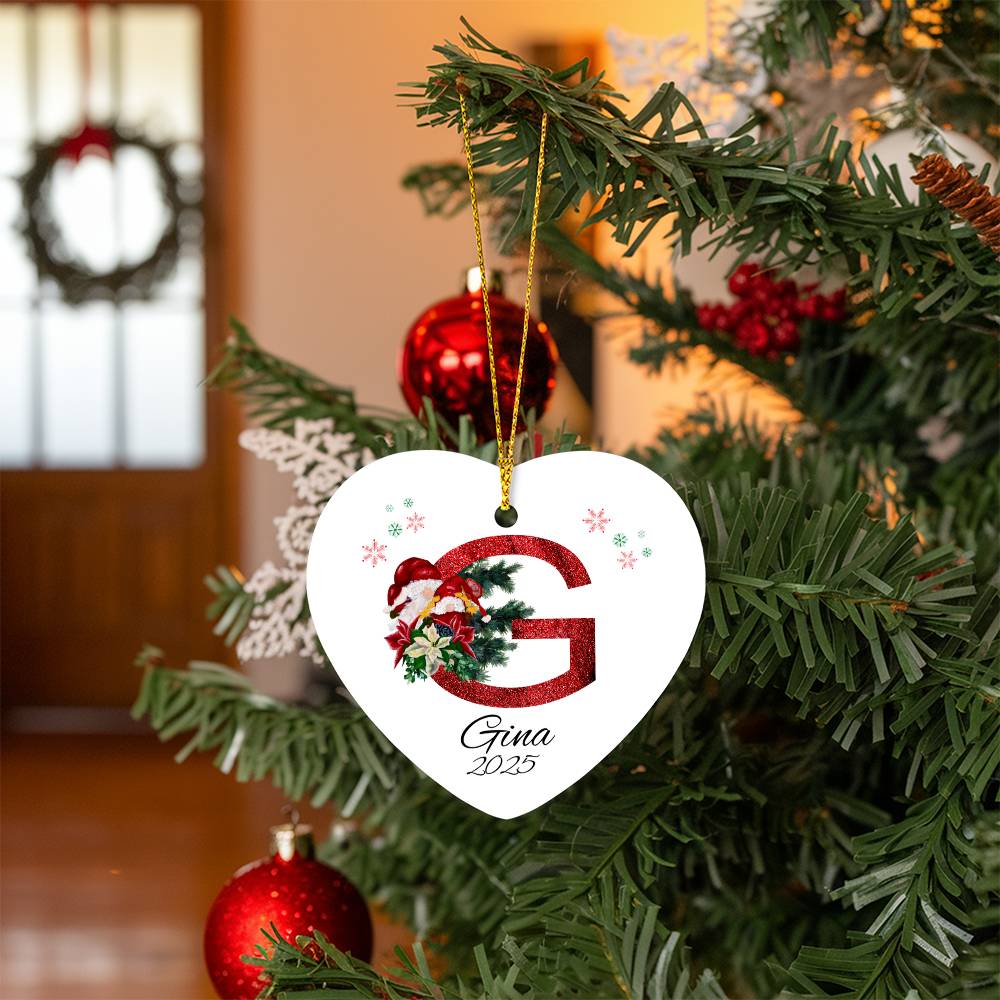 Initial Name Letter Heart Ornament