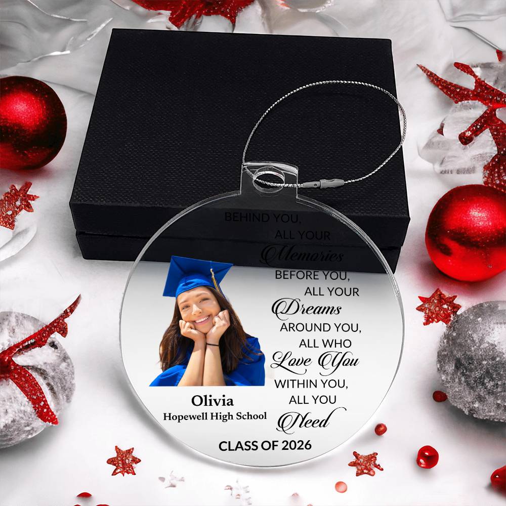 Graduation Photo Ornament 2025 2026, Personalized Graduation Keepsake, Class of 2025 2026 Gift, High School Grad Gift