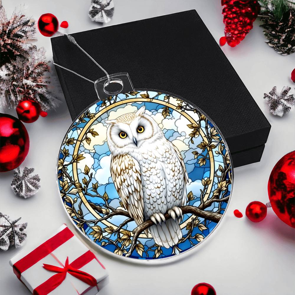 Snowy Owl Acrylic Christmas Ornament