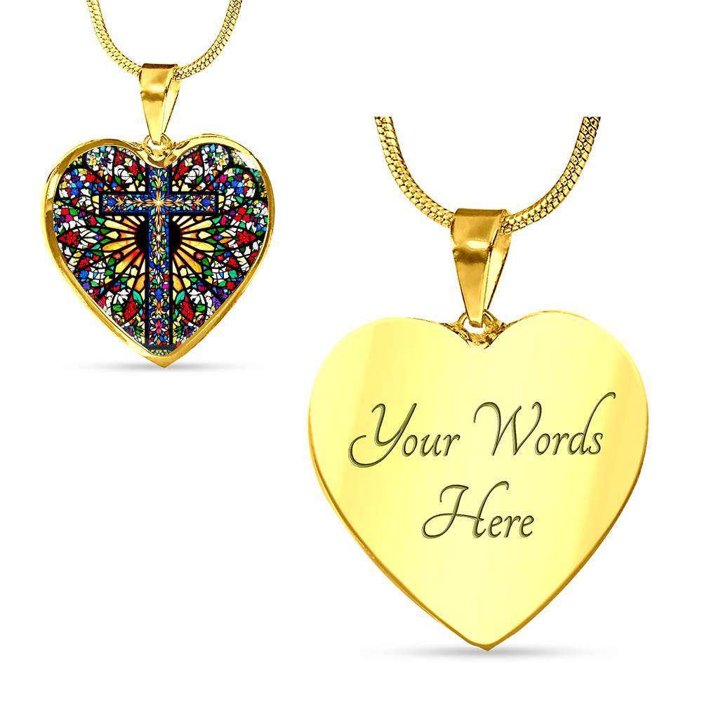 Stained Glass Style Cross Pendant Necklace