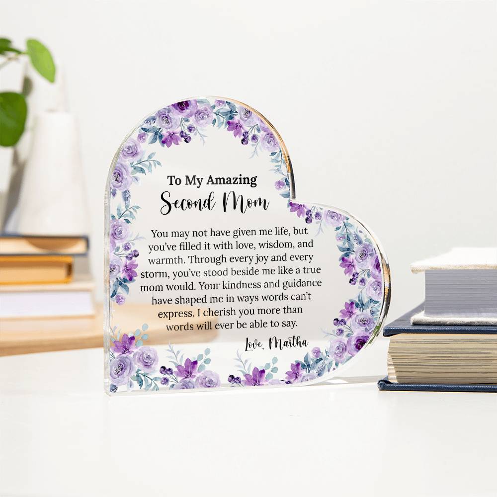 Personalized Second Mom Heart Plaque