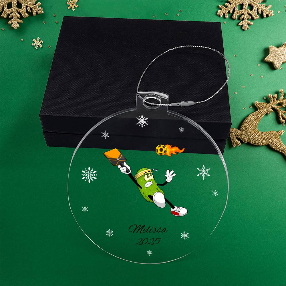 Fireball Pickleball Player Christmas ornament Pickleball Player Acrylic Christmas Ornament