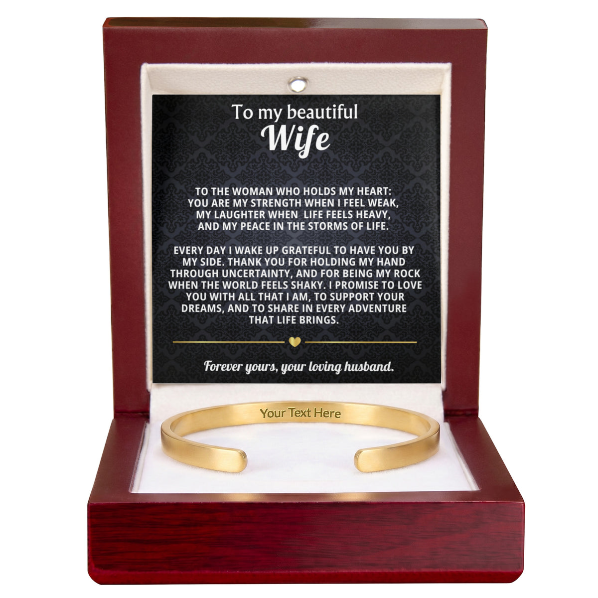 To My Wife Forever & Always Engraved Cuff Bracelet Gift