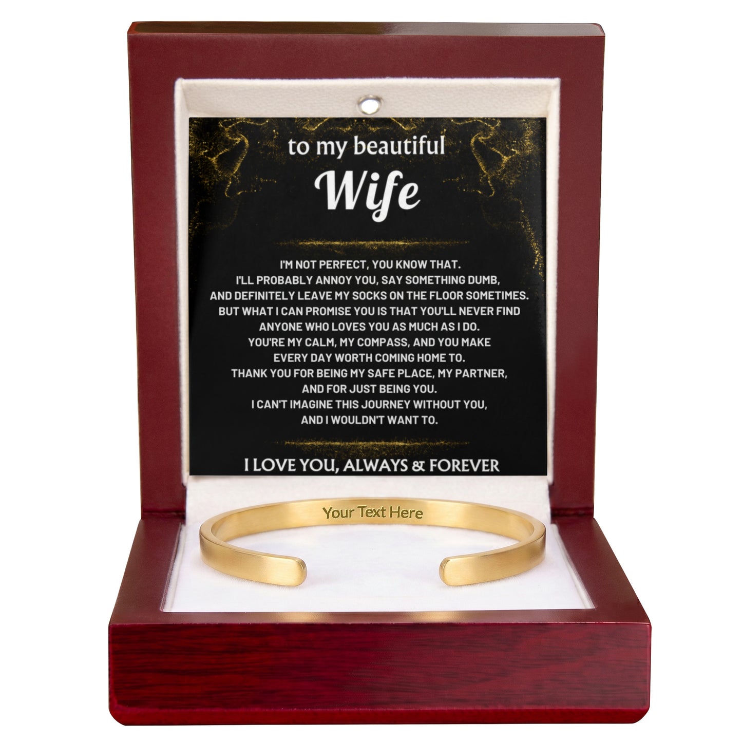 To My Beautiful Wife Engraved Cuff Bracelet