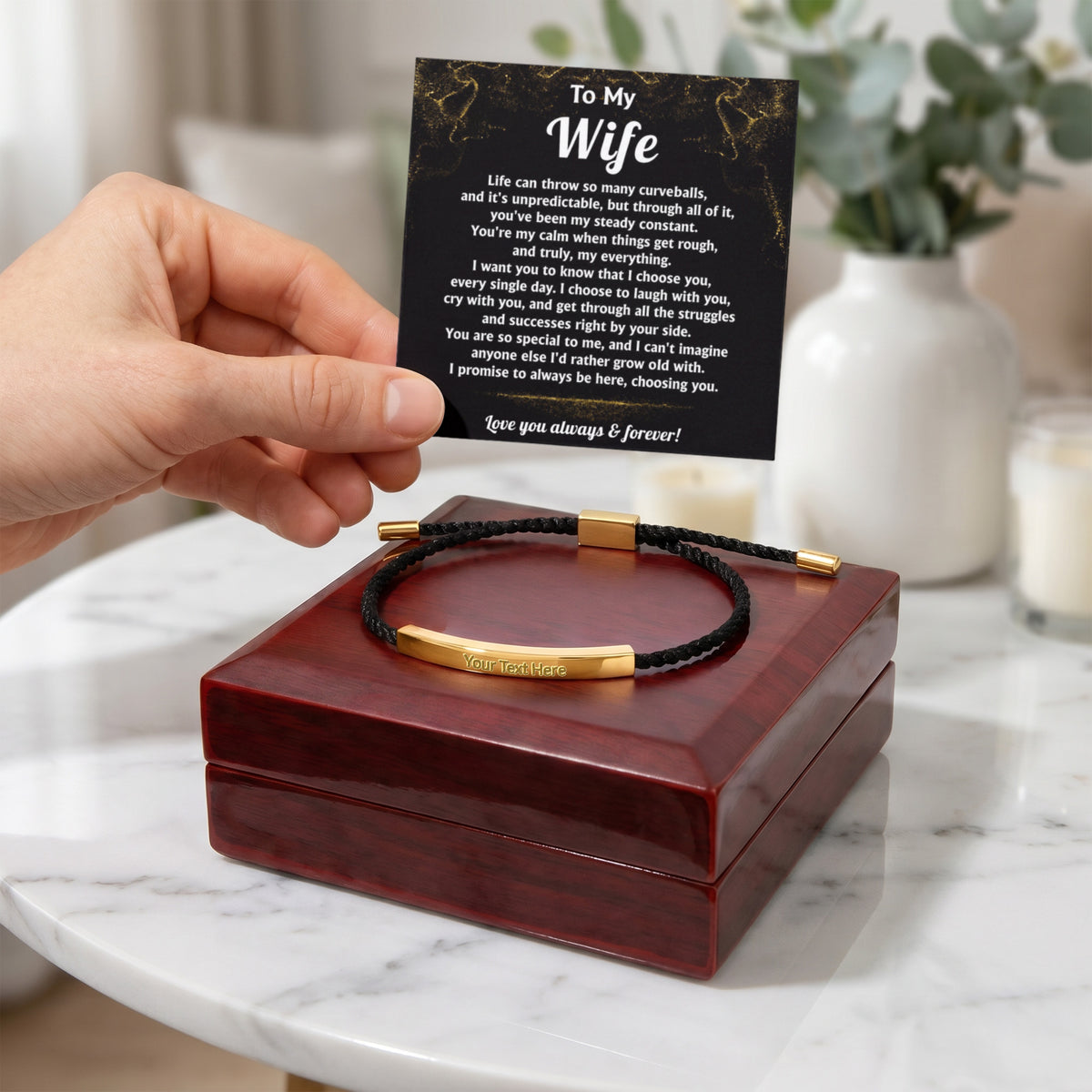 To MyWife Engraved Nylon Bar Bracelet
