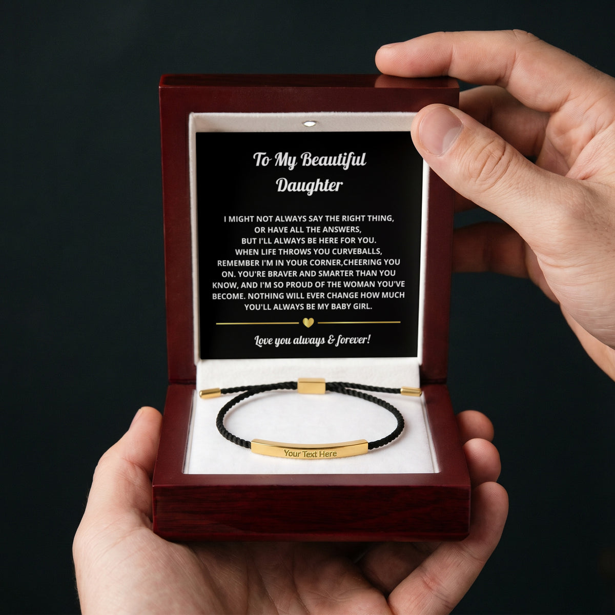 To My Daughter Engraved Nylon Bar Bracelet