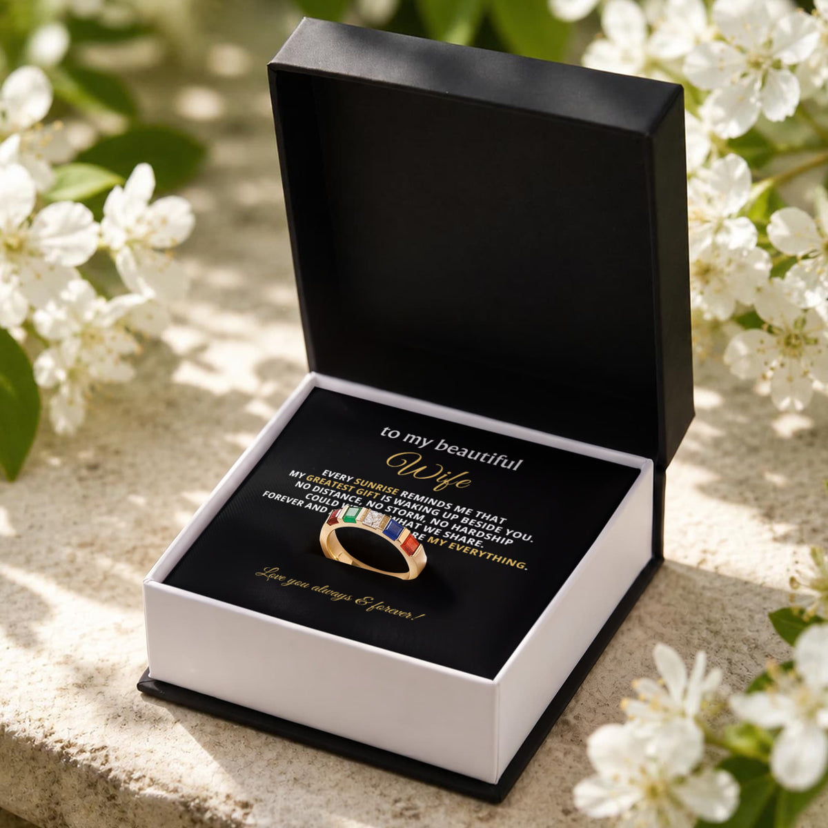 To My Wife Stackable Birthstone Ring