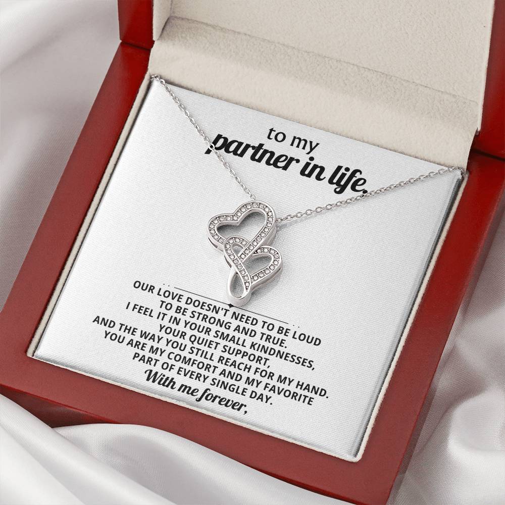 To My Partner In Life Heart To Heart Necklace Gift