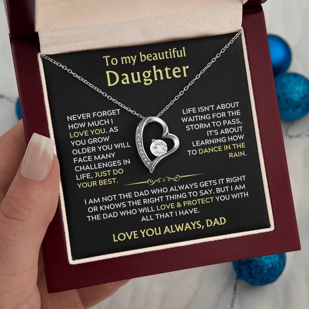 To My Daughter from Dad  Heart Necklace Gift