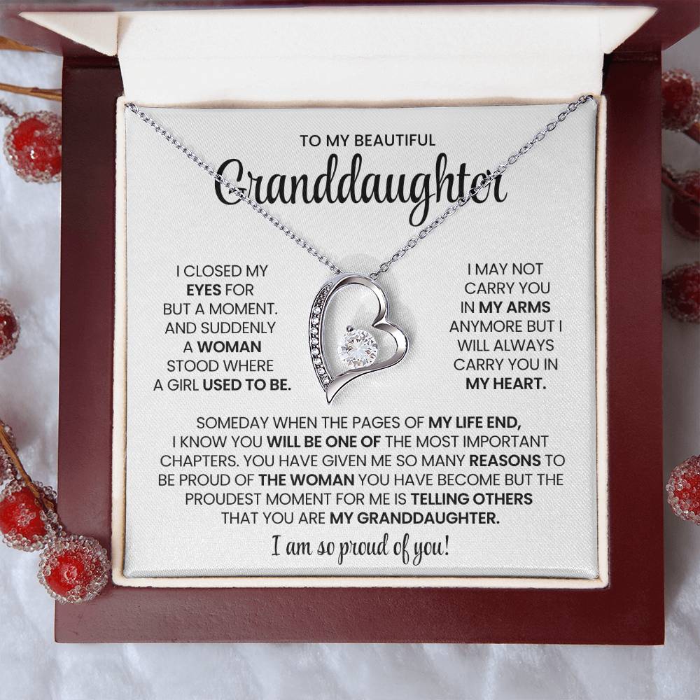 To My Granddaughter Forever Love Necklace Gift