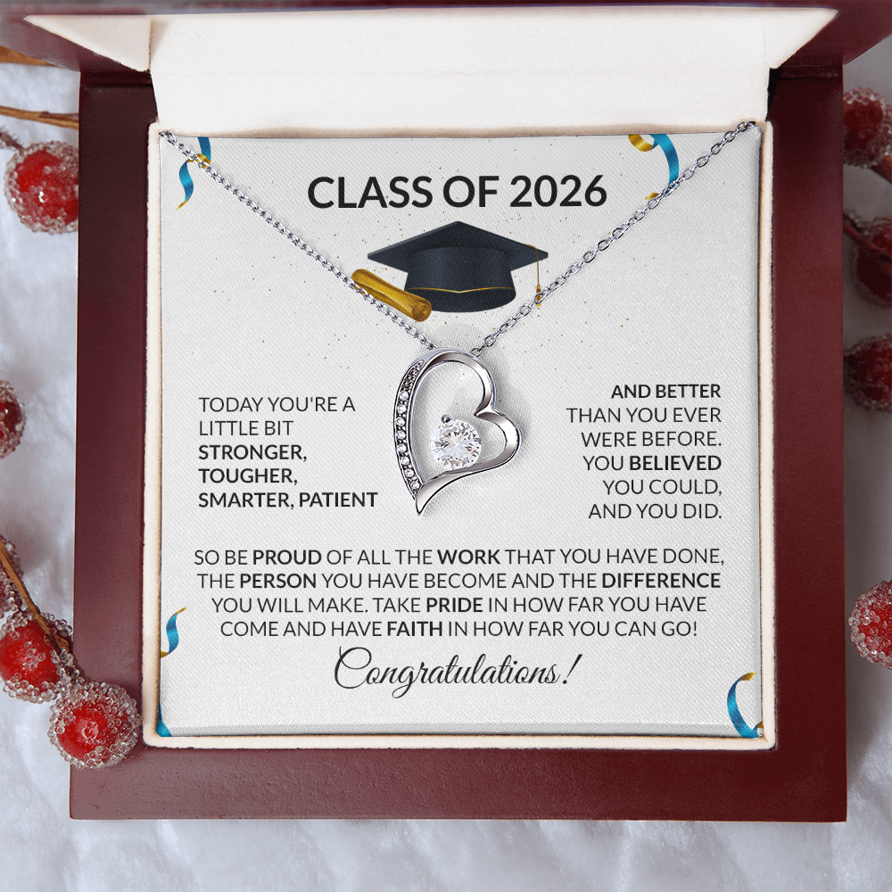 Class of 2026 Graduation Heart Necklace Gift