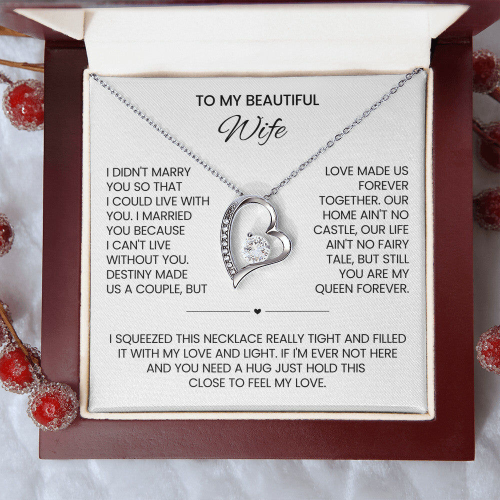 To My Beautiful Wife Heart Necklace