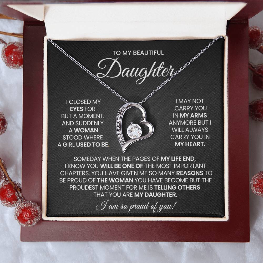 To My Daughter Forever Love Necklace Gift