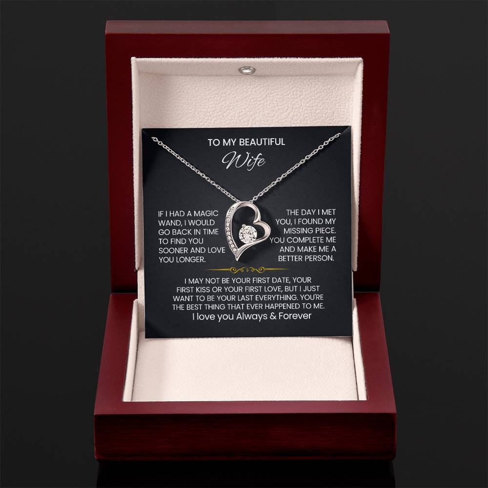 To My Beautiful Wife Heart Necklace