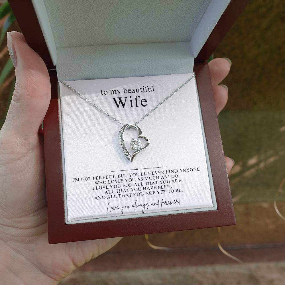 To My Beautiful Wife Heart Necklace Gift