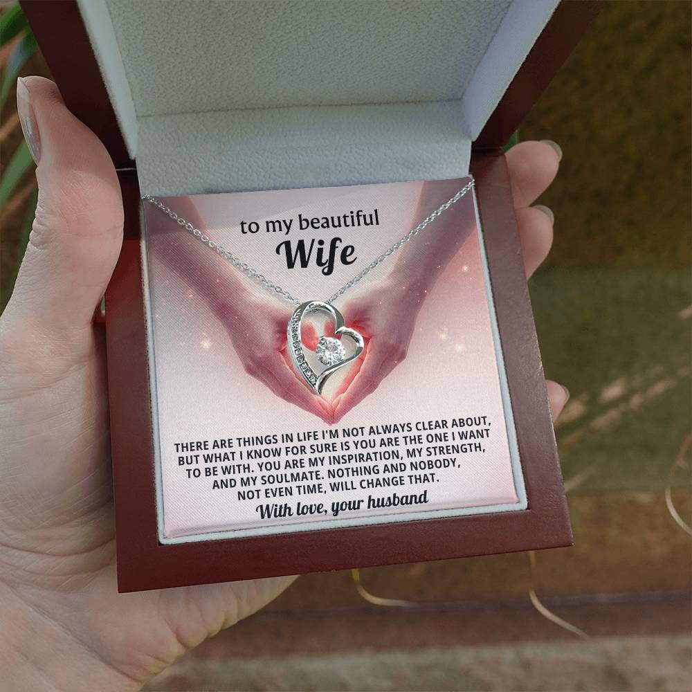 To My Beautiful Wife Heart Necklace Gift