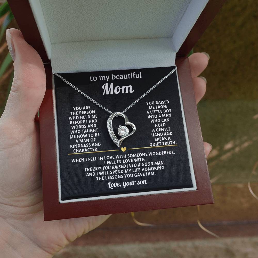 Mom Heart Necklace Gift from Son