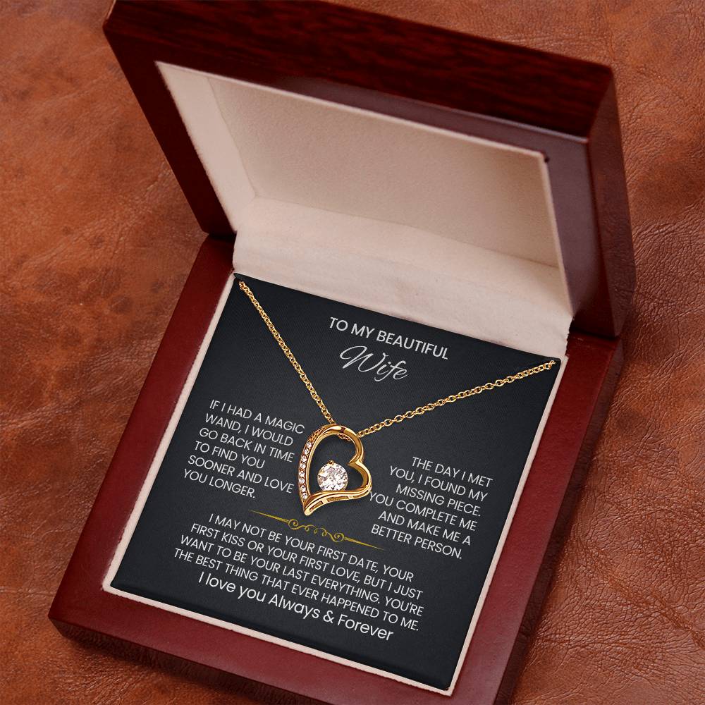 To My Beautiful Wife Heart Necklace