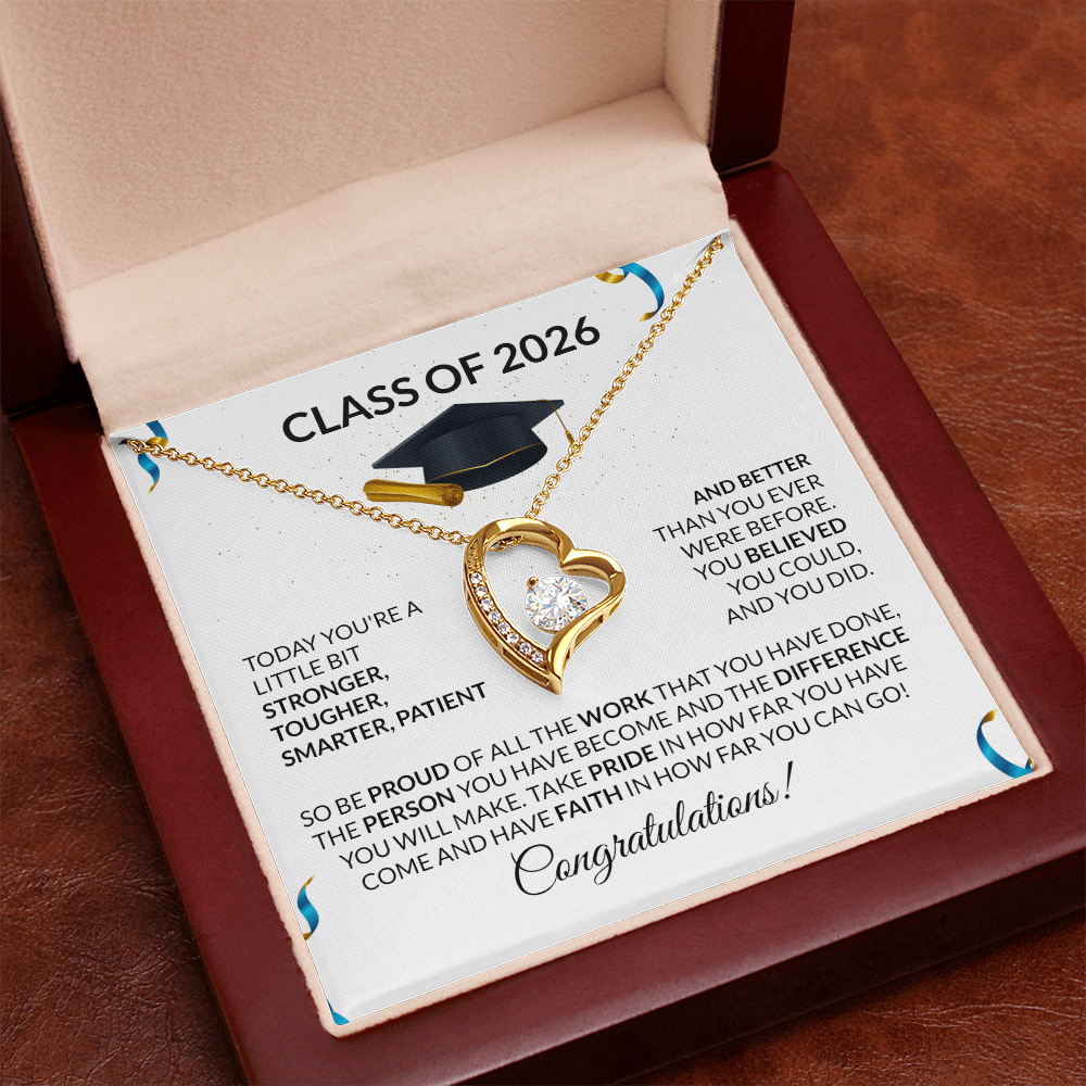 Class of 2026 Graduation Heart Necklace Gift