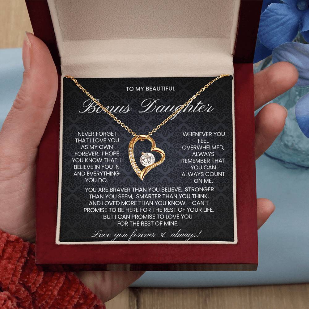 To My Bonus Daughter Forever Love Necklace Gift