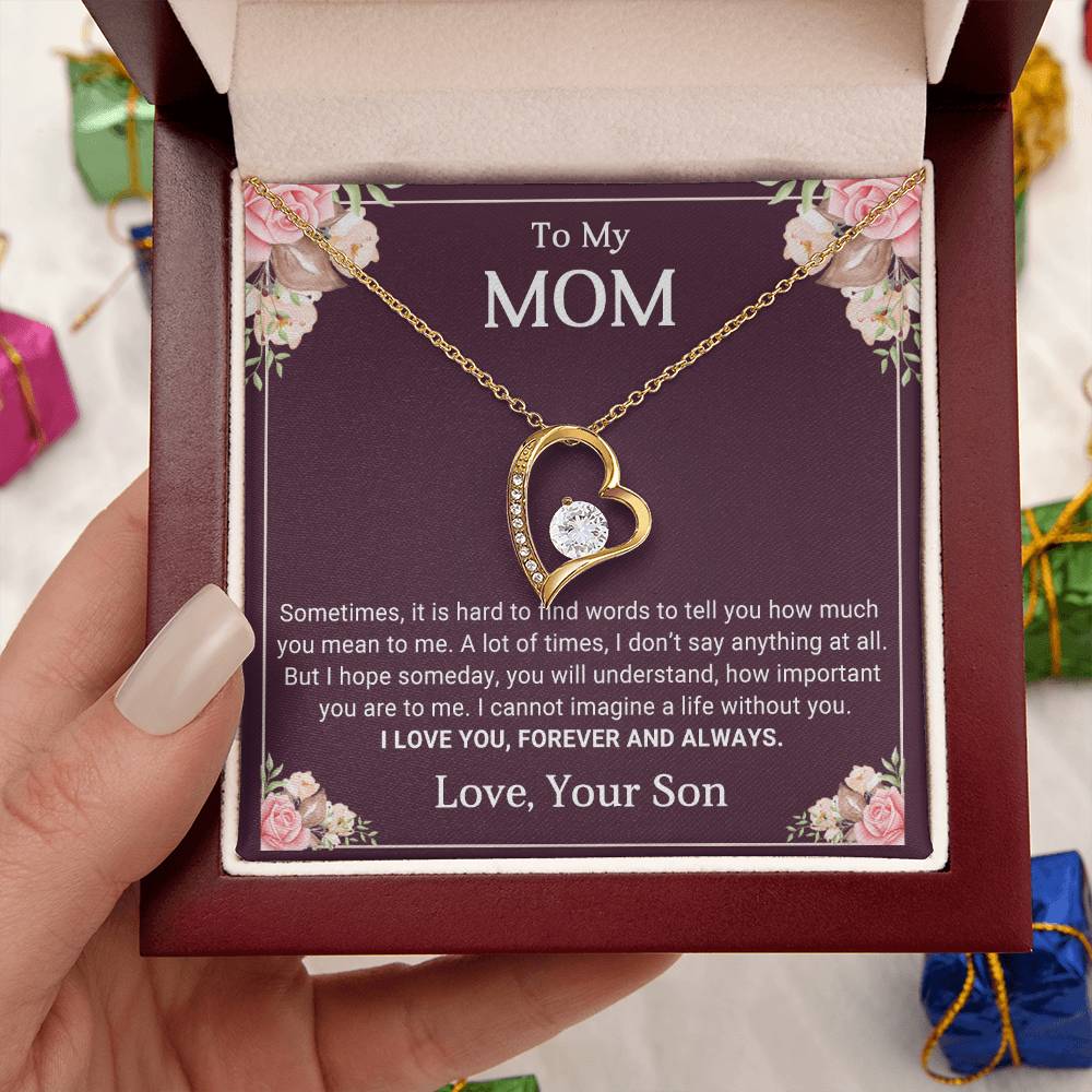 To My Mom Heart Necklace Gift