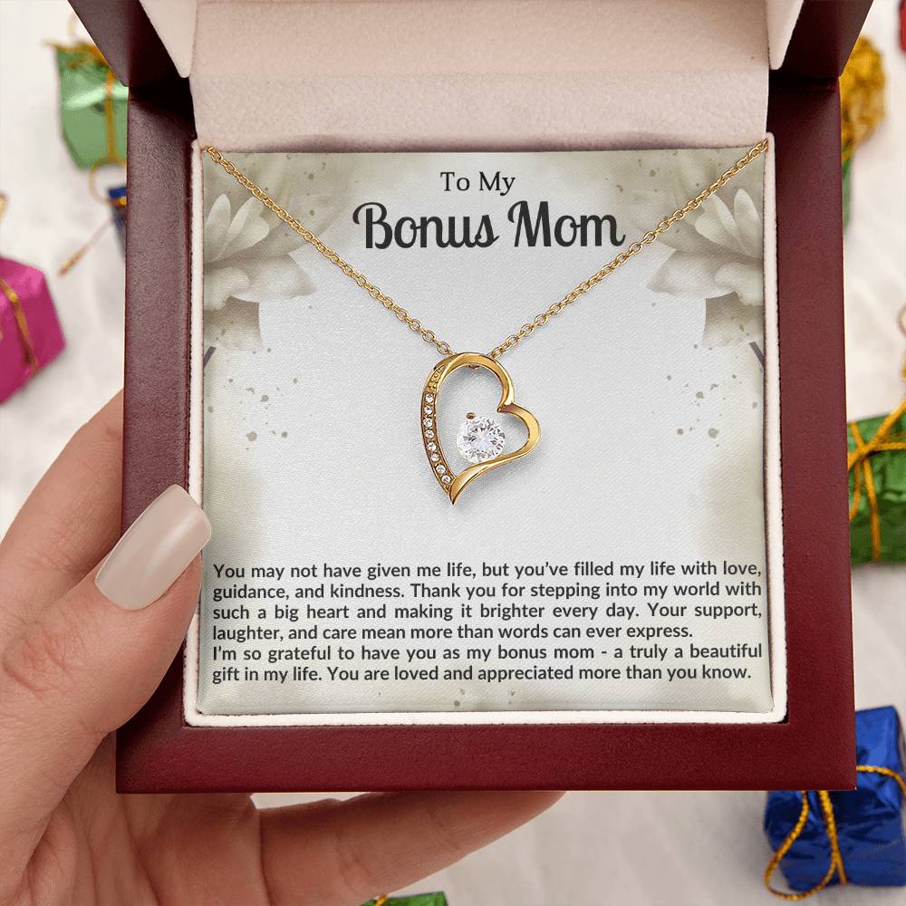 To My Bonus Mom Heart Necklace Gift