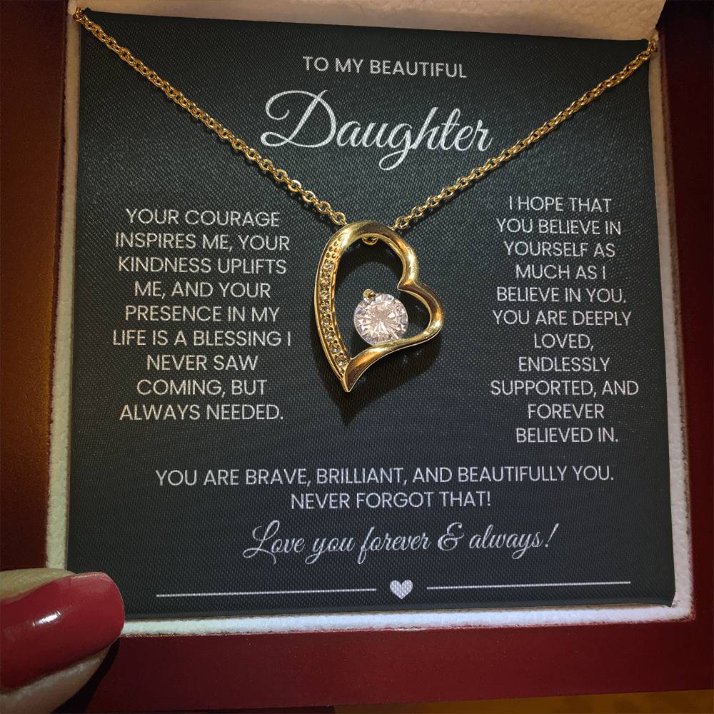 To My Daughter Forever Love Necklace Gift