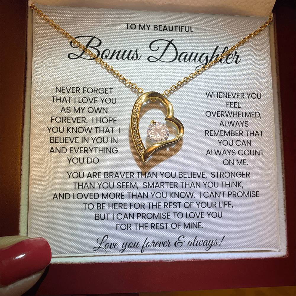 To My Bonus Daughter Forever Love Necklace Gift