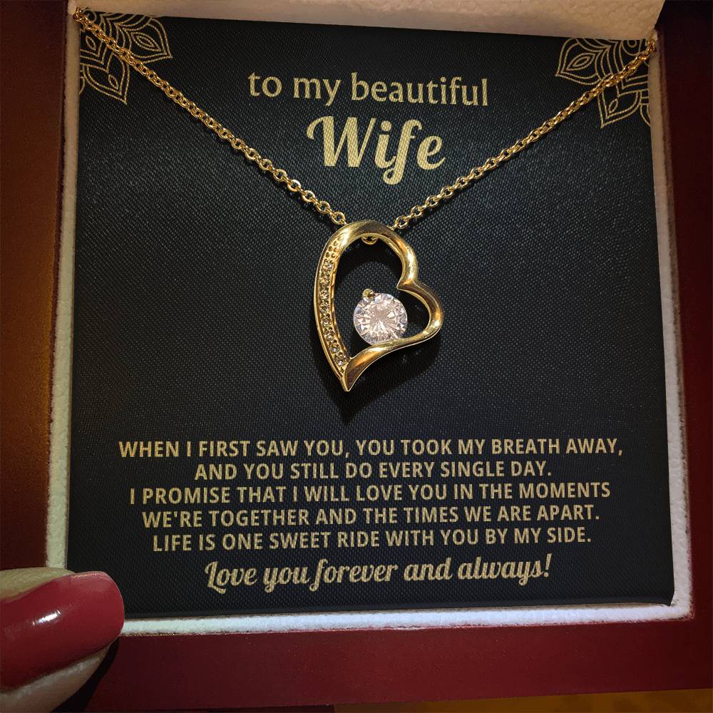 To My Beautiful Wife Heart Necklace Gift
