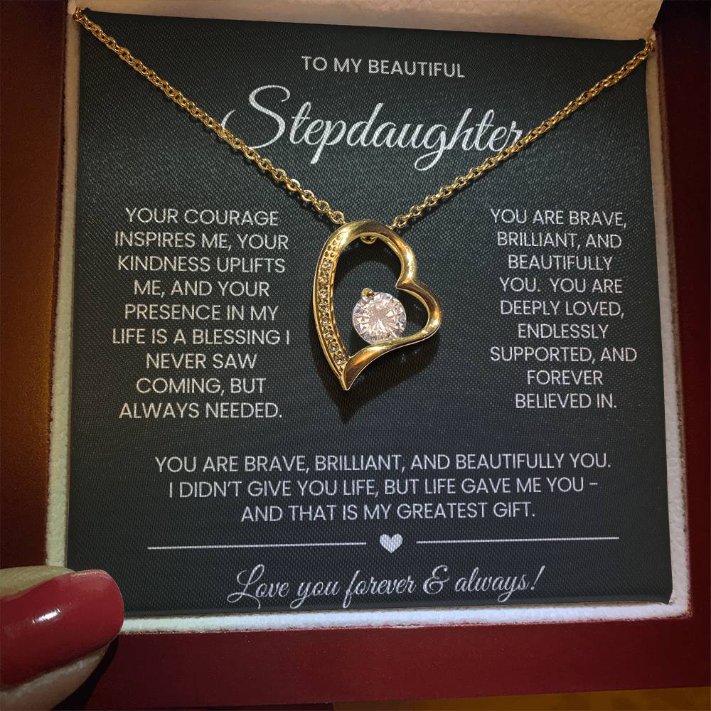 To My Stepddaughter Forever Love Necklace Gift
